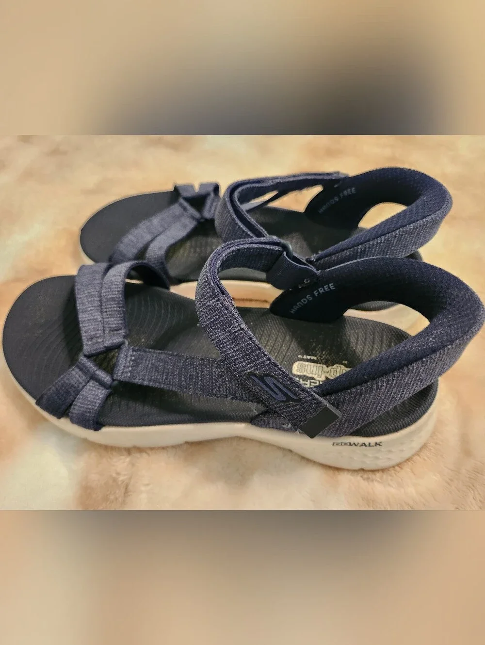 Skechers Go Walk Slip In Navy Blue Sport Sandals Women Size 7
